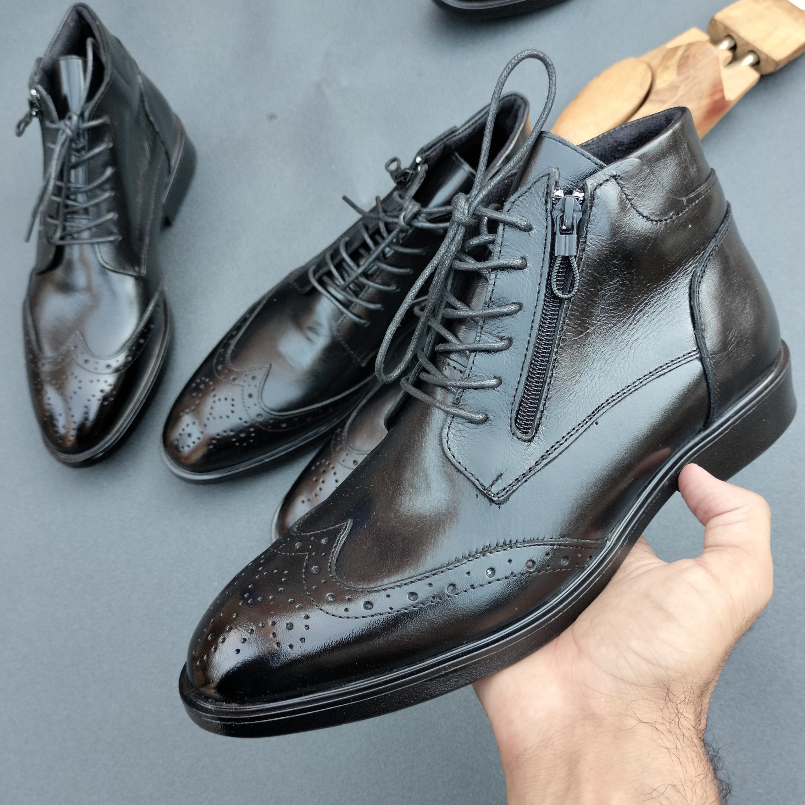 Demi botte noir borsalino en cuir - الصورة 4