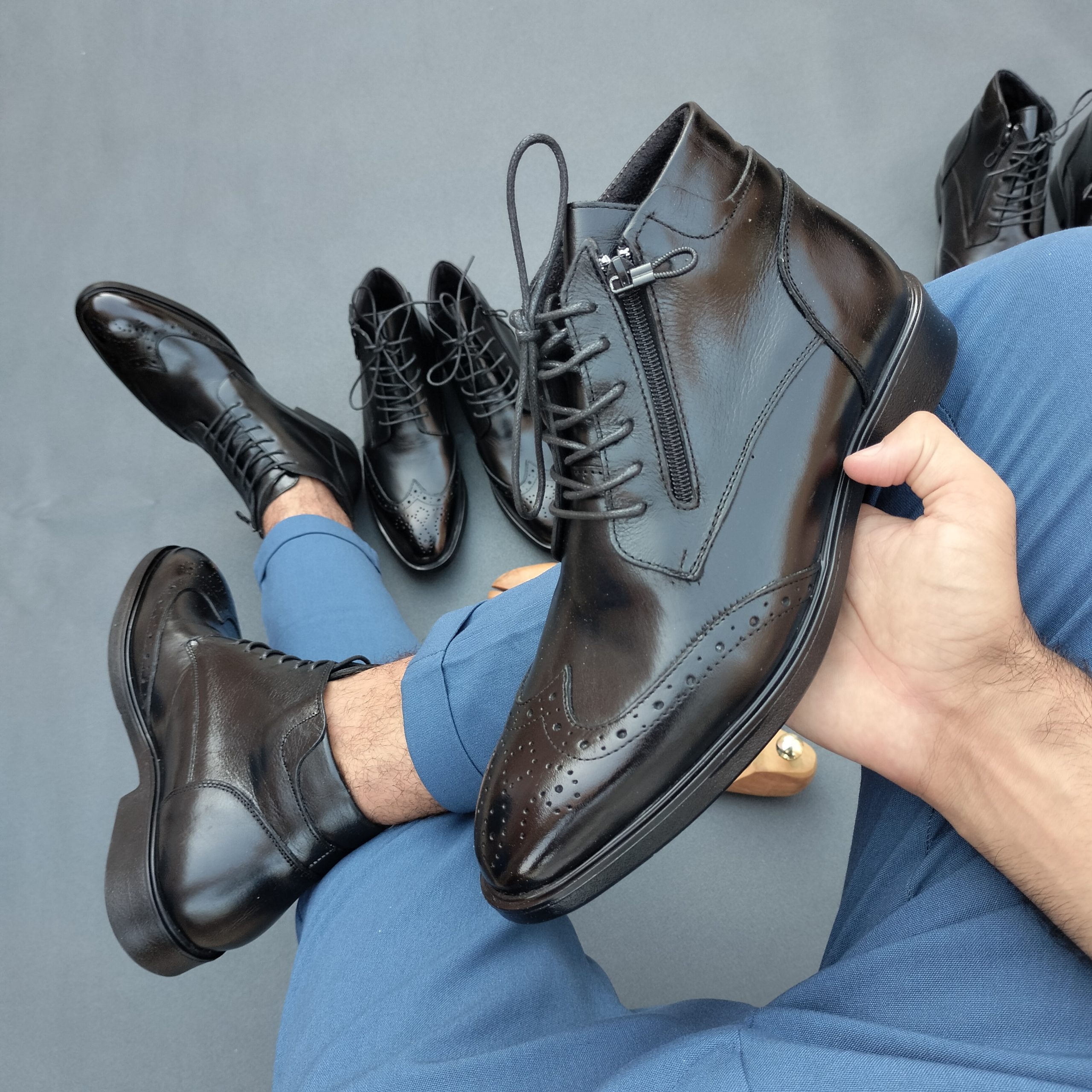 Demi botte noir borsalino en cuir - الصورة 9